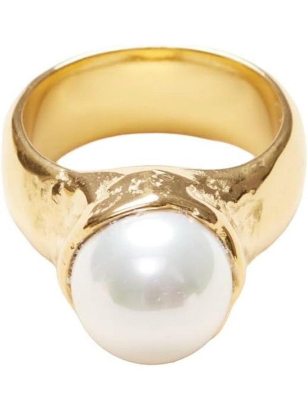 Vintage 18K Gold Plated Pearl Signet Ring | Minimalist Gold Stacking Band for